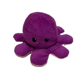 TeeTurtle The Reversible Big Octopus Plush Show Your Mood 9" Pink and Purple